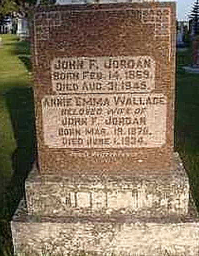 Anne Emma Wallace Jordan - gravestone  (600 KB)
 
Photo credit: Garry Draper on Find a Grave
(Click on Picture to View Full Size)